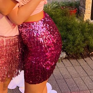 Hot Pink ombre sparkly sequin shimmer party mini skirt bid day sorority